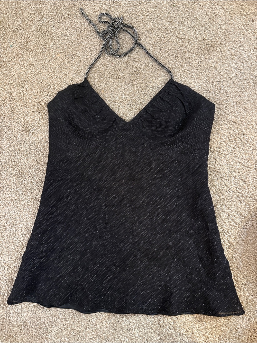 Express Black Shimmer Halter Top